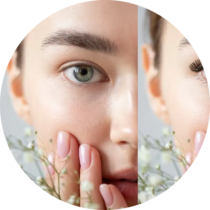 Before and after a lash tint